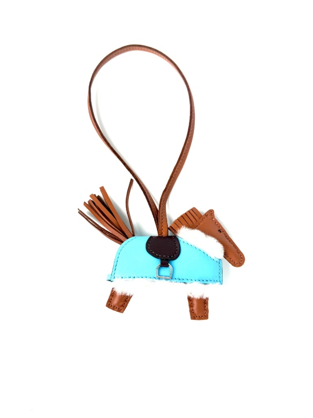 Authentic HERMES Rodeo Robeo Plush Charm PM Gold Terre Celeste Ecru  Milo Lambsk - Picture 4 of 8